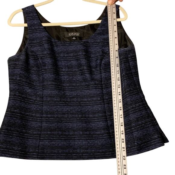 Kasper 2 Piece Womens Sleeveless Top Matching Blazer 10 Blue Black Classy Office - Picture 8 of 12